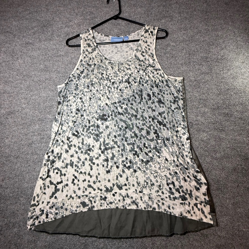 Simply Vera Vera Wang Womens Grey Abstract Mixed Media High Low Tank Top Large